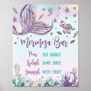 Poster Mermaid Mermosa Bar Fête des mariées bébé
