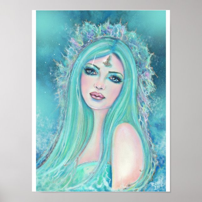 Poster Mermaid un avec l'art marin par Renee Lavoie (Devant)