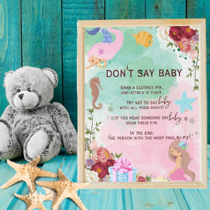 Poster Mermaid Under the Sea Shhh ne dit pas Baby Game