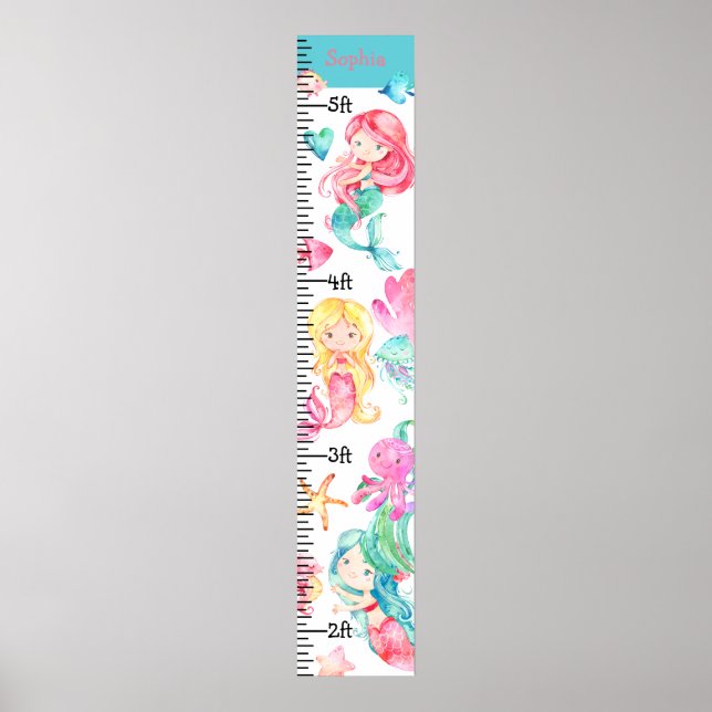 Poster Mermaids sous le rose de la mer Graphique de crois (Devant)