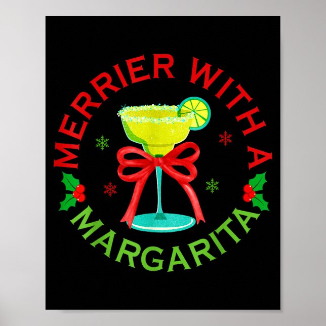 Poster Merrier With A Margarita Christmas Drinking Margar (Devant)