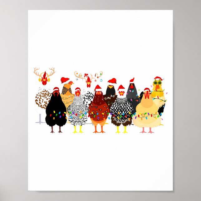 Poster Merry Chickmas Chicken Christmas Ornament Lights S (Devant)