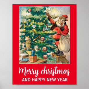 Poster Merry christmas and happy new year