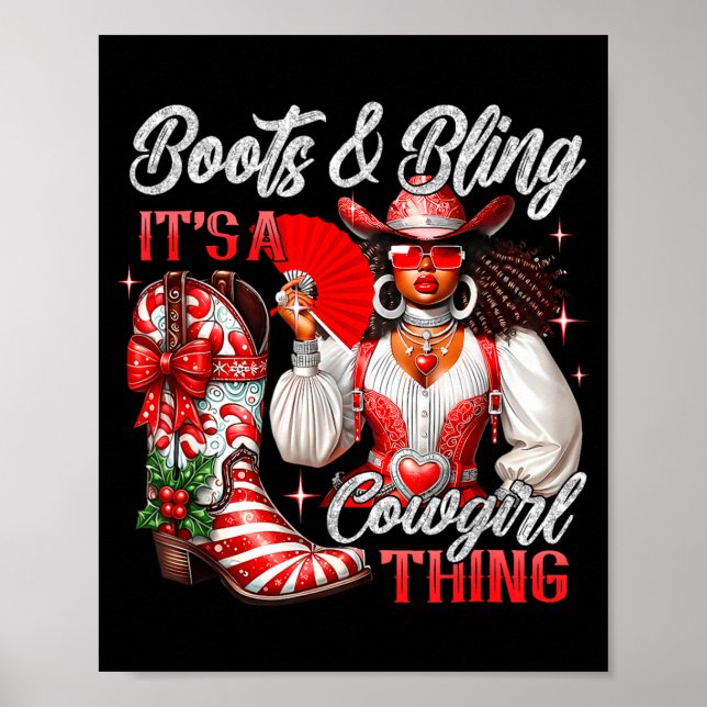 Poster Merry Christmas Boots &amp; Bling Its A Cowgirl Th (Devant)