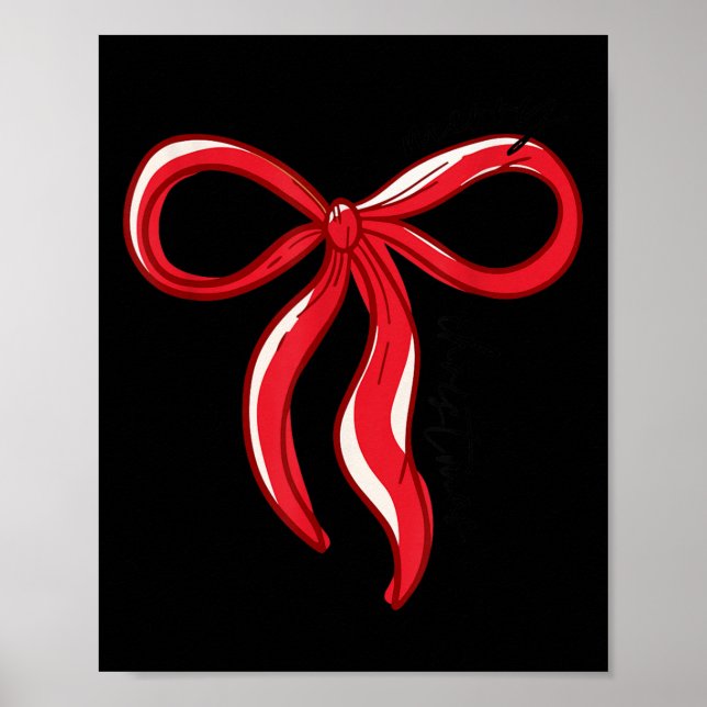 Poster Merry Christmas Bow Red Santa Xmas Coquette Aesthe (Devant)