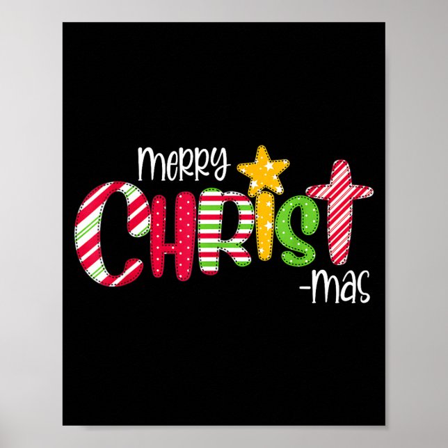 Poster Merry Christmas Candy Cane Christ Holiday Faith  (Devant)