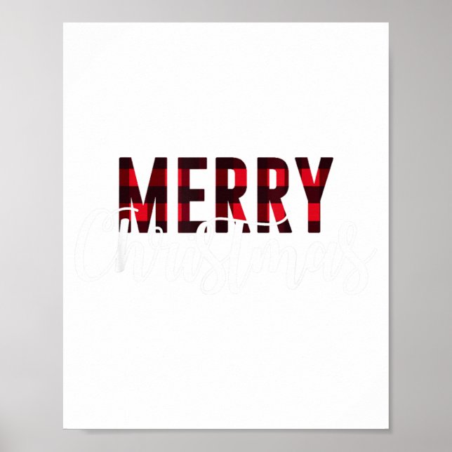 Poster Merry Christmas Plaid Graphic Christmas Letter Pri (Devant)