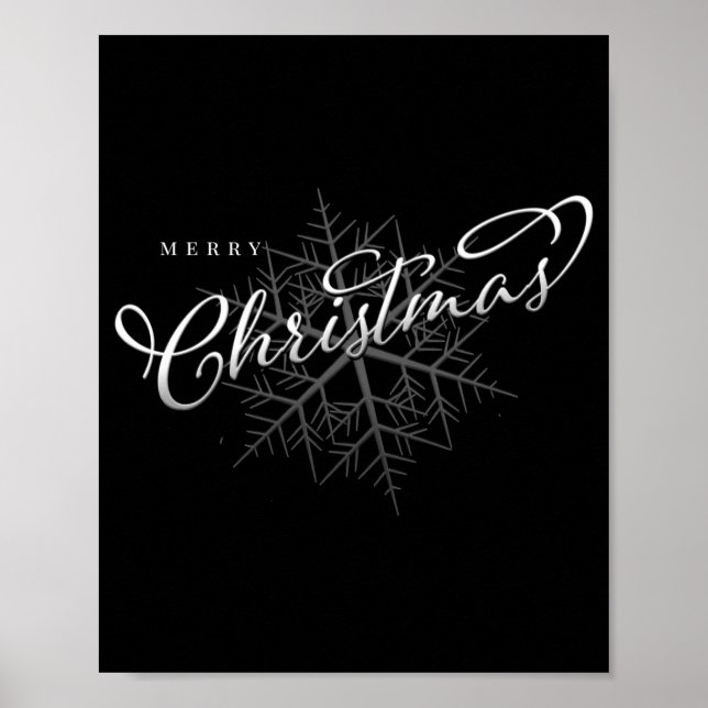 Poster Merry Christmas Silver Snowflake  (Devant)