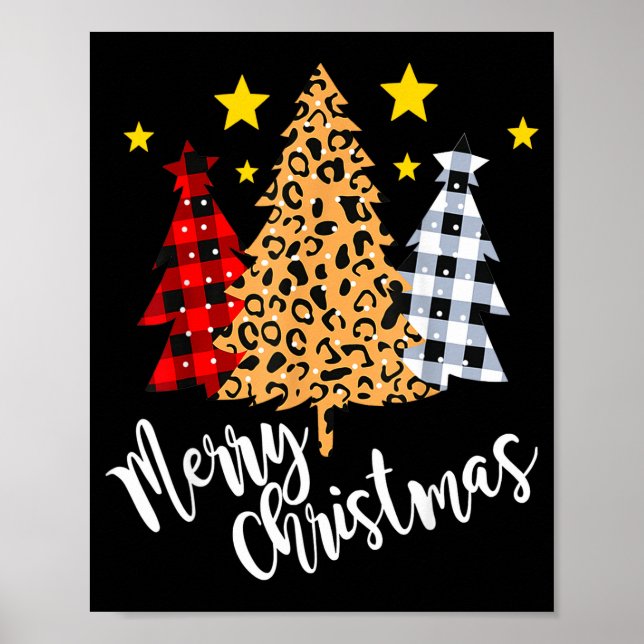 Poster Merry Christmas Tree Buffalo Plaid Red Green Xmas  (Devant)