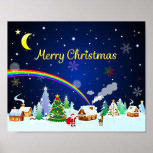Poster Merry Christmas with Crescent Moon