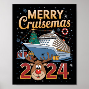 Poster Merry Cruisemas 2024 Croisière Noël Rudolph Xmas