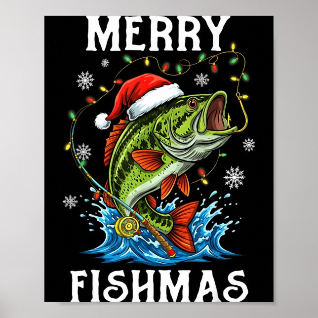 Poster Merry Fishmas Santa Fishing Lovers Funny Fisherman (Devant)