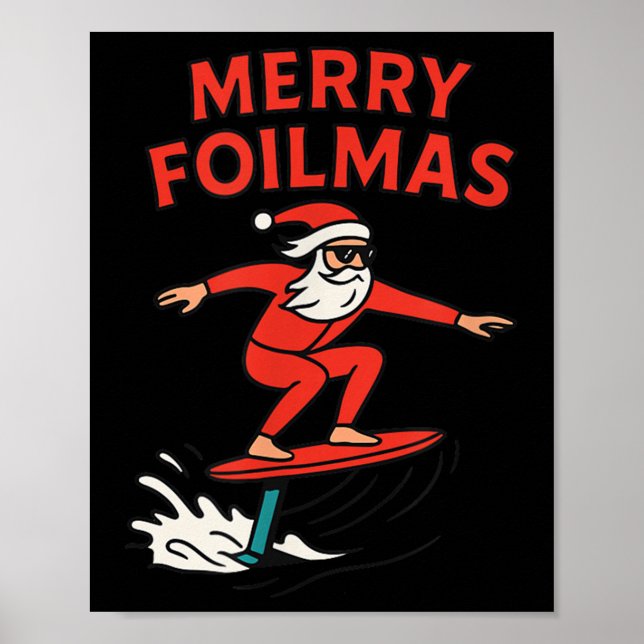 Poster Merry Foilmas Santa Claus Hydrofoiling Christmas D (Devant)