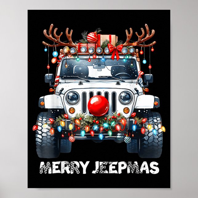 Poster Merry Jeepmas Ugly Light Reindeer Christmas  (Devant)