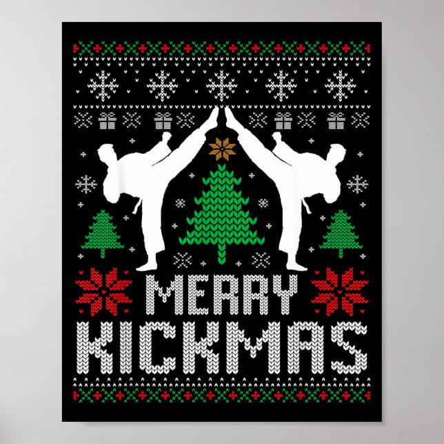 Poster Merry Kickmas Karate Jiu Jitsu Ugly Christmas Xmas (Devant)