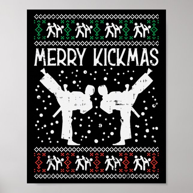 Poster Merry Kickmas Ugly Christmas Karaté Jiu Jitsu Mart (Devant)