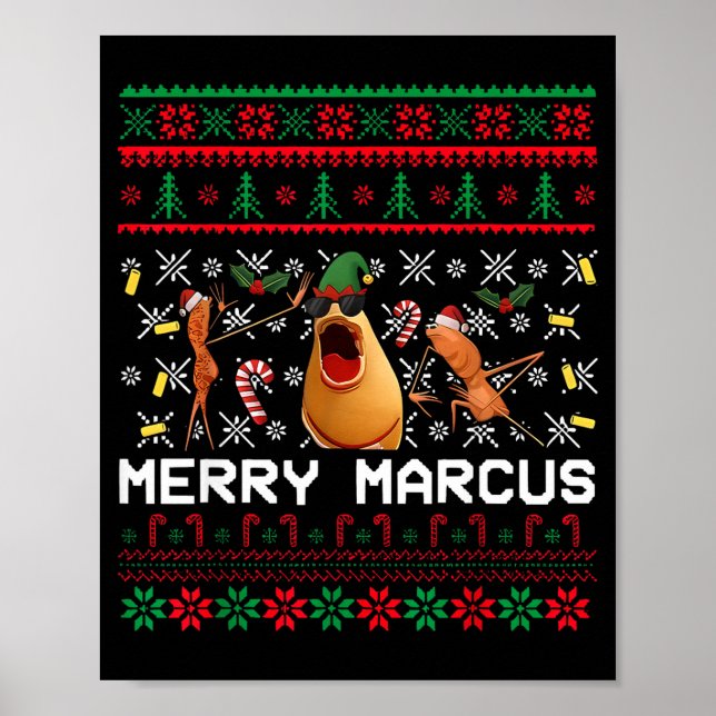Poster Merry Marcus Ugly Christmas Sweater Funny The Worm (Devant)