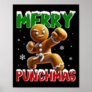 Poster Merry Punchmas Taekwondo Karate Gingerbread Man Ma