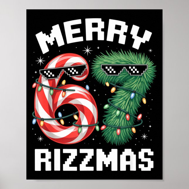 Poster Merry Rizzmas 67 Candy Cane Tree Sungles Funny  (Devant)