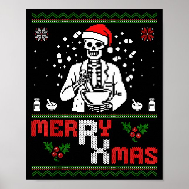 Poster Merry Rx Mas Skeleton Pharmacist Pharmacy Tech Ugl (Devant)