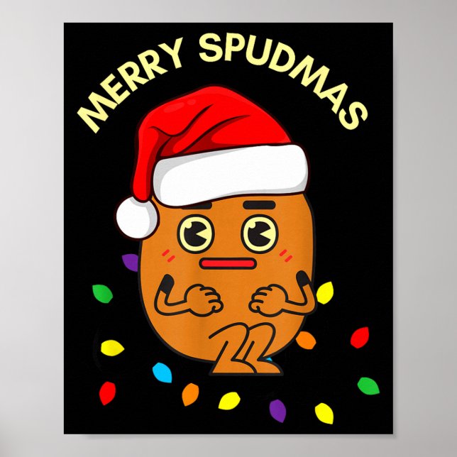 Poster Merry Spudmas Funny Tato Santa Holiday Lights Chri (Devant)