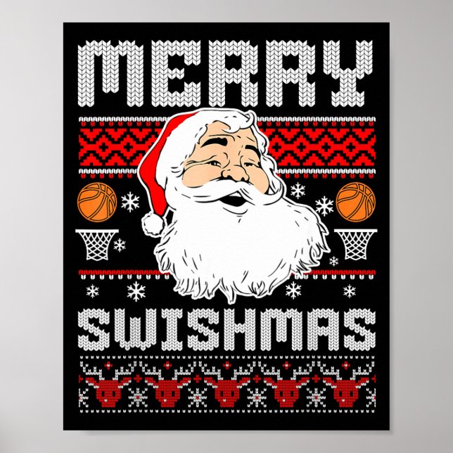 Poster Merry Swishmas Basketball Xmas Ugly Christmas Men  (Devant)
