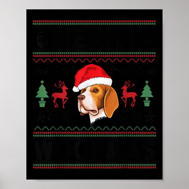 Poster Merry Woofmas Ugly Christmas Beagle Xmas Party  (Devant)