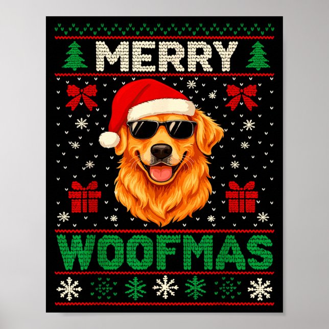 Poster Merry Woofmas Ugly Christmas Jumper Xmas Dog Lover (Devant)