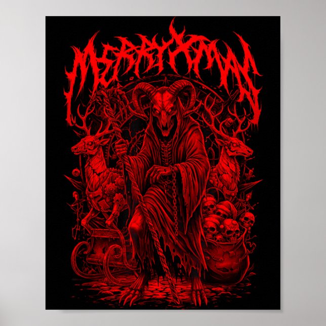 Poster Merry Xmas Heavy Metal Band Parody Death Metal Vin (Devant)