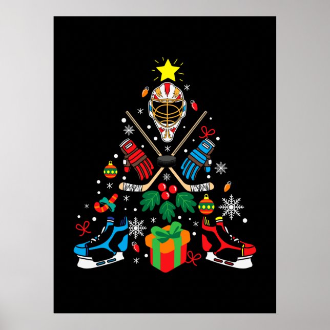 Poster Merry Xmas Ice Hockey (Devant)