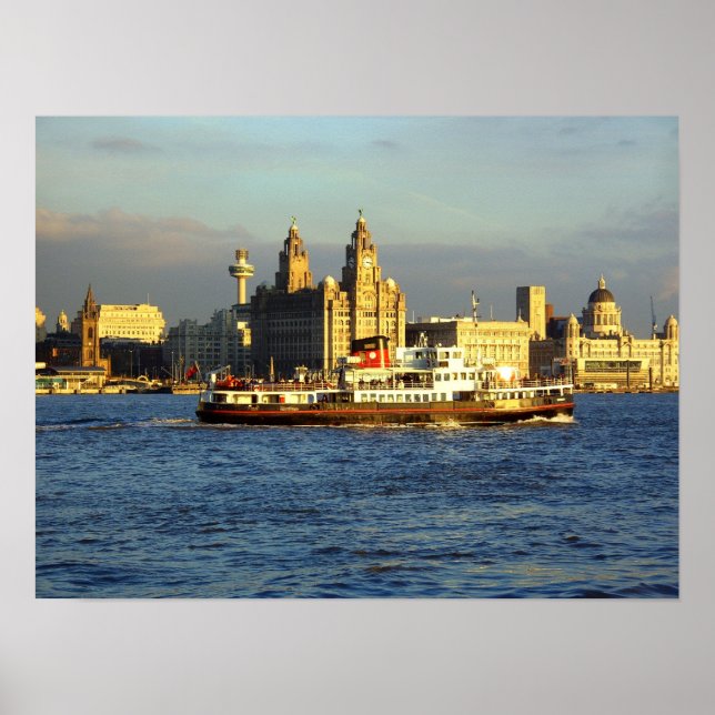 Poster Mersey Ferry avec Liverpool Waterfront au-delà (Devant)