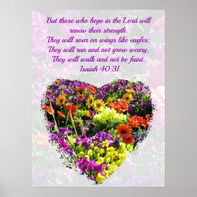 POSTER MERVEILLEUSE FLEURS SAUVAGES ISAIAH 40:31 SUR L'AI (Devant)