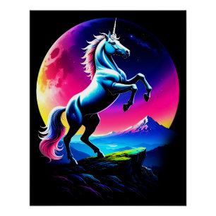Poster Merveilleuse Licorne Colorée Sauvage