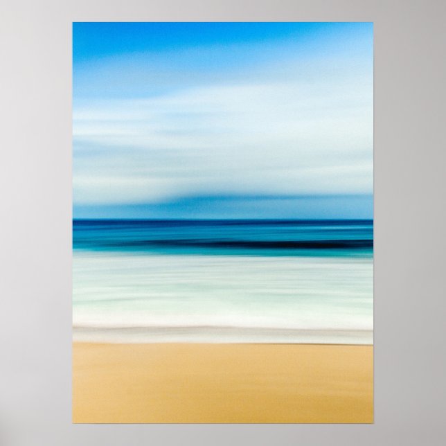 Poster Merveilleux Calme Sandy Beach Blue Sky Horizon (Devant)