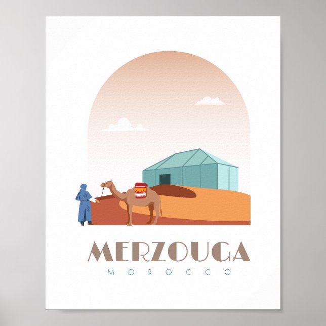 Poster Merzouga ville Maroc Skyline (Devant)