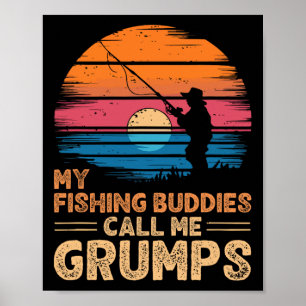 Poster Mes copains de pêche m'appellent Grumps Rétro Vint