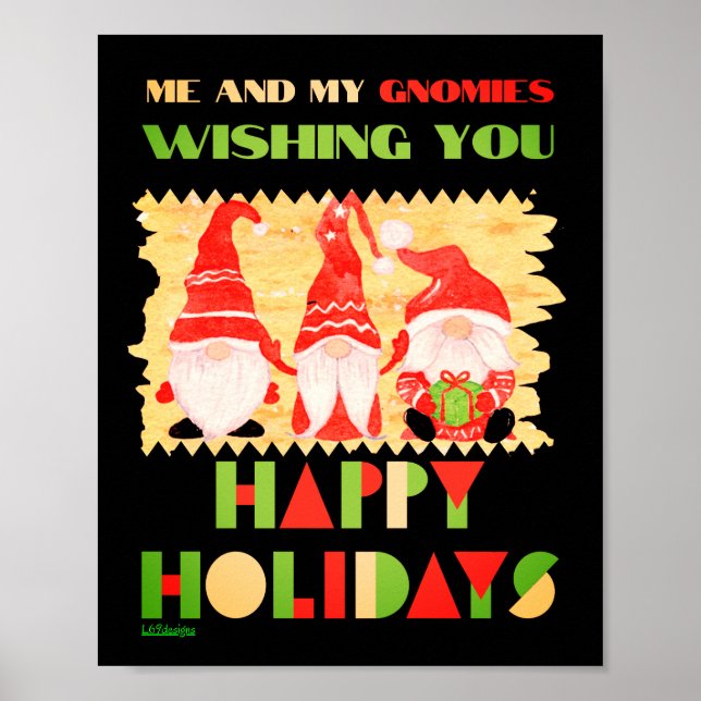 POSTER MES GNOMES ET MOI VOUS SOUHAITENT DE JOYEUSES FÊTE (Devant)