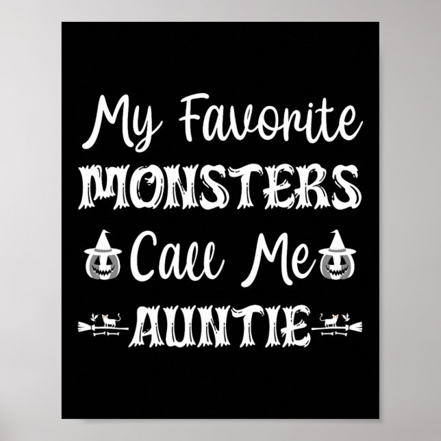 Poster Mes Monstres Favoris M'Appelent Tante Fun Chat Tan (Devant)