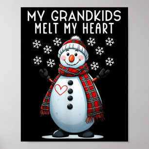 Poster Mes petits-enfants fondent mon coeur Snowman grand