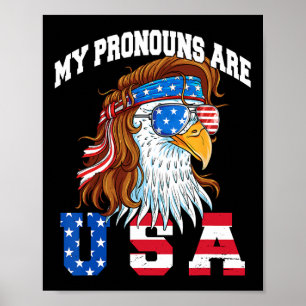 Poster Mes pronoms sont aigle Usa américain drôle 4 juill