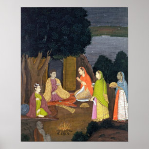 Poster Mesdames visiting a Yogini, École de faqurullah Kh