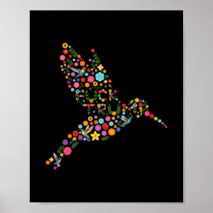 Poster Message caché subtil anti Trump colibri floral