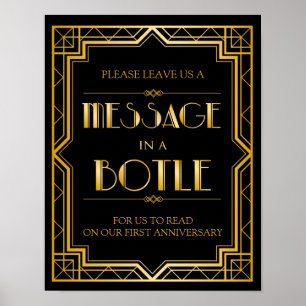 Poster Message dans un panneau Mariage de bouteille Gat
