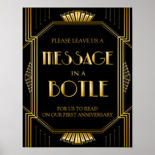 Poster Message dans un panneau Mariage de bouteille Gat