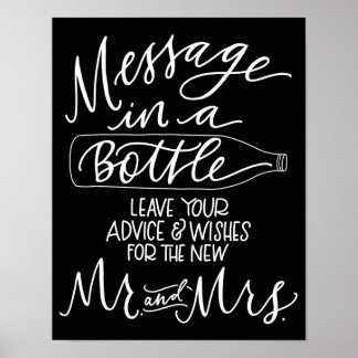 Poster Message dans un panneau Mariage de bouteille - Noi