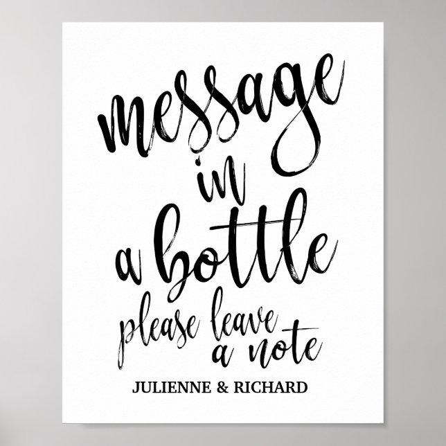 Poster Message dans une bouteille 8x10 Mariage Inscriptio (Devant)