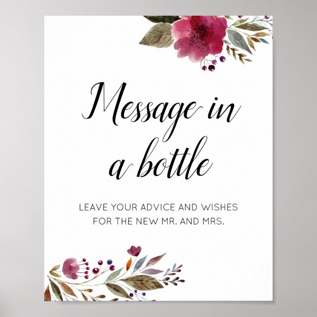 Poster Message Dans Une Bouteille Conseil Mariage Bourgog (Devant)