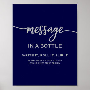 Poster Message Dans Une Bouteille Élégant Bleu Marine Arg