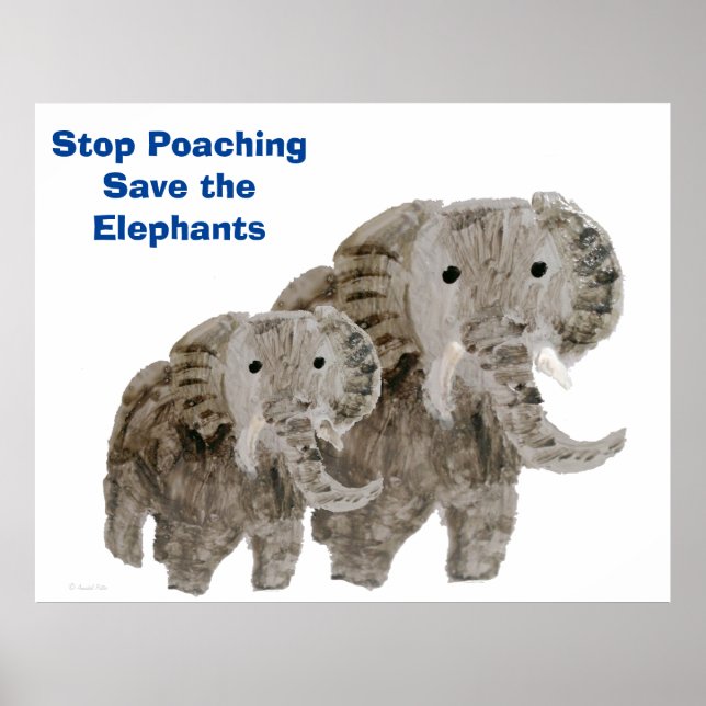Poster Message de conservation des éléphants d'animaux sa (Devant)