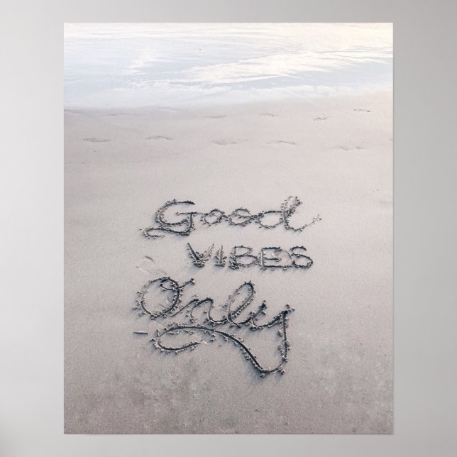 POSTER MESSAGE DE PLAGE "GOOD VIBES UNIQUEMENT" (Devant)
